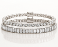 Regent Stack - round brilliant and baguette moissanite tennis bracelet stack