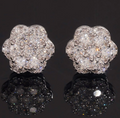 Camellia Silver Moissanite Stud Earrings - pavé flower cluster studs in sterling silver