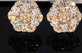 Honeycomb Gold Moissanite Stud Earrings - hexagon cluster studs in 18K gold vermeil