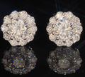 Soleil Silver Moissanite Stud Earrings - round halo studs in sterling silver