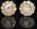 Soleil Gold Moissanite Stud Earrings - round halo studs in 18K gold vermeil