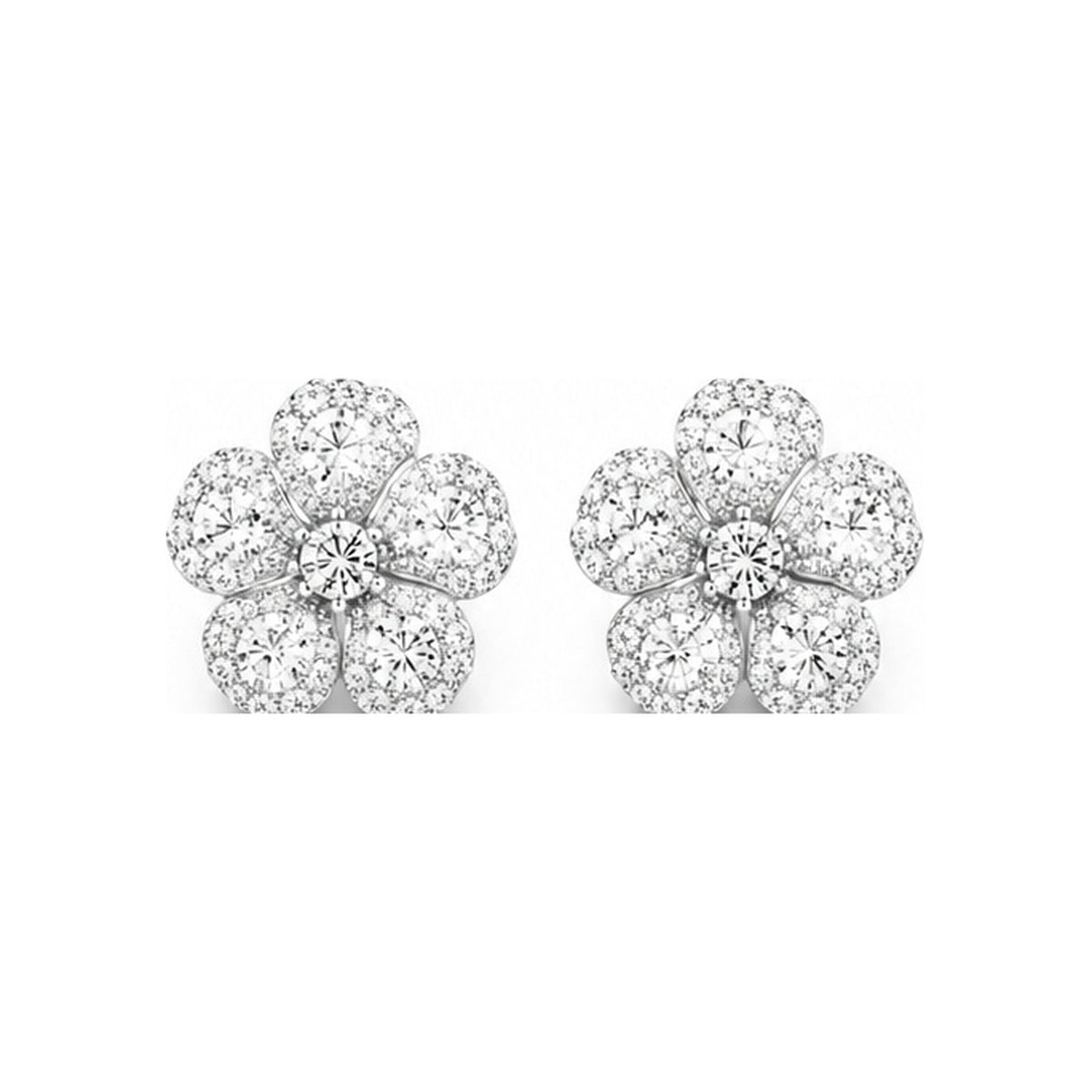 Fleur moissanite flower stud earrings in 925 sterling silver
