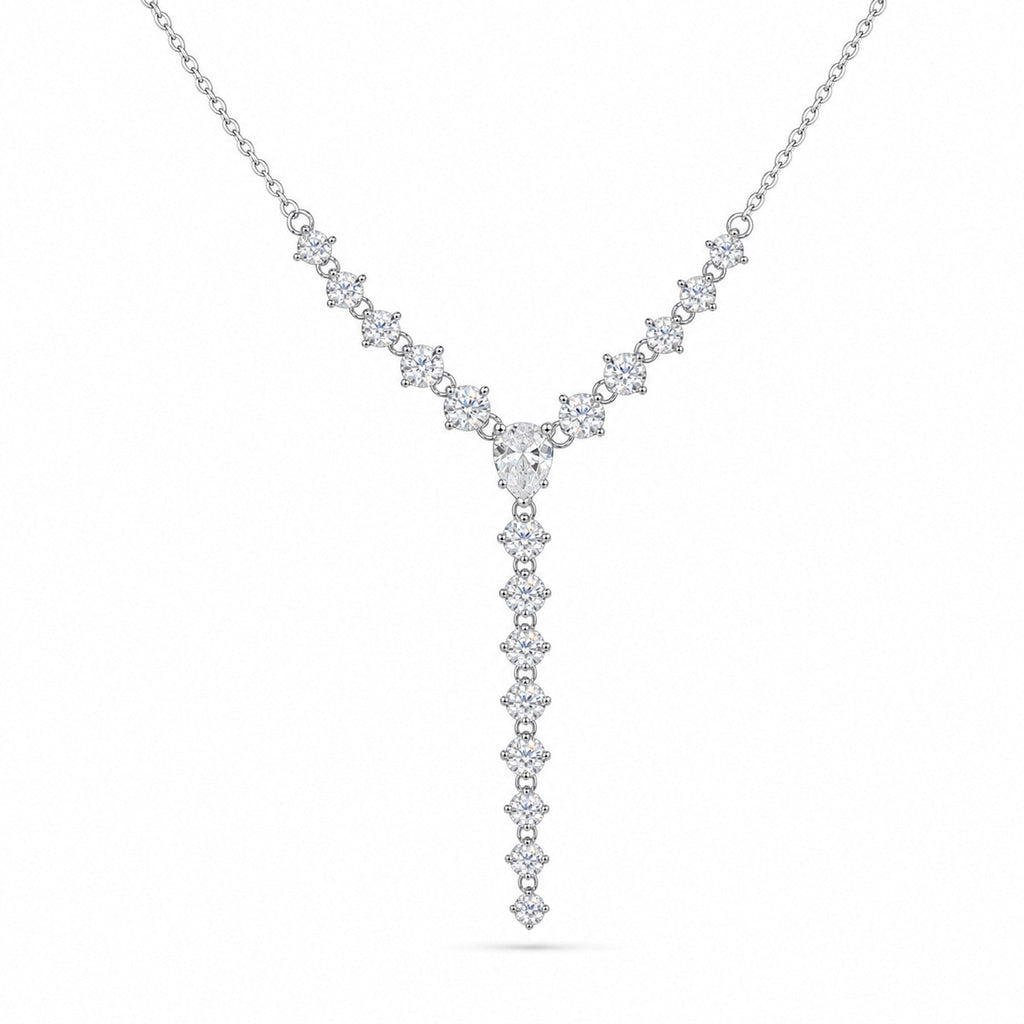 Pear-Cut Y-Drop Lariat Necklace on white