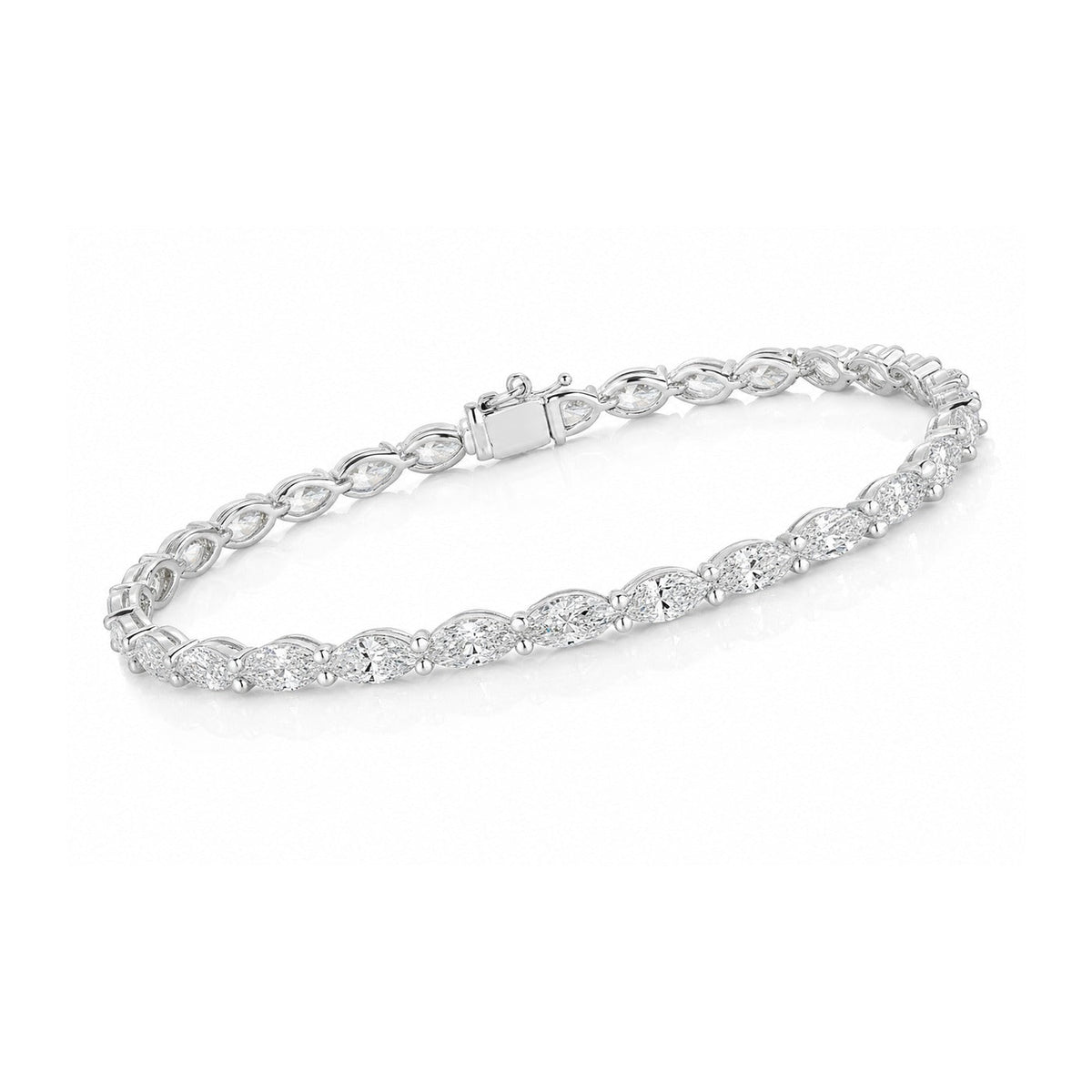 Marquise Cut Sterling Silver Tennis Bracelet