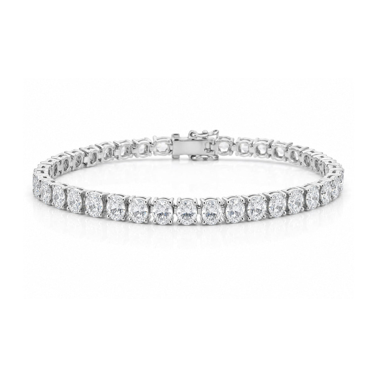 Oval Cut Sterling Silver Tennis Bracelet